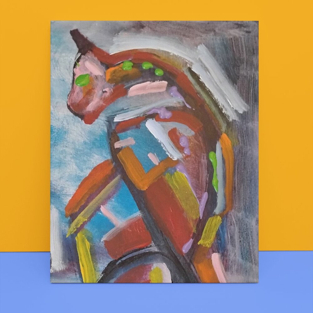 original abstract cat painting 16X20